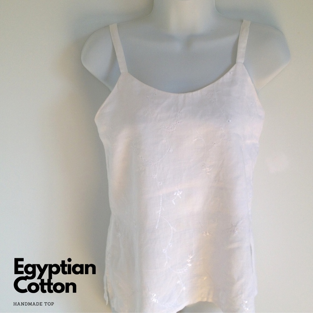 White Egyptian Cotton Spaghetti Strap Top